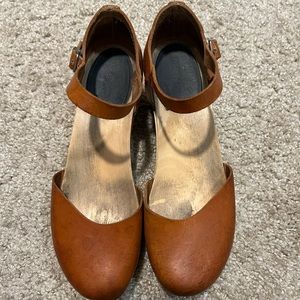 Swedish Hasbeens Brown Leather Mary Jane Shoes